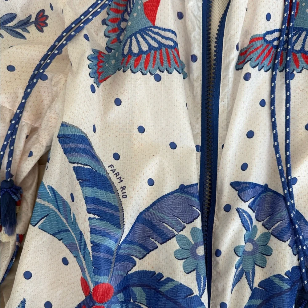 FARM Rio Blue and White Tropical Bomber Jacket - Picture 2 of 7
